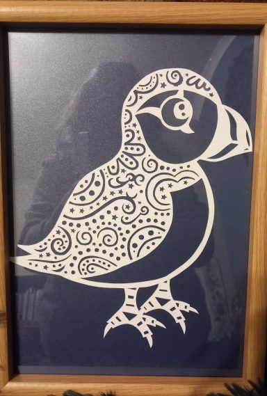 Framed Paper Cut - Puffin