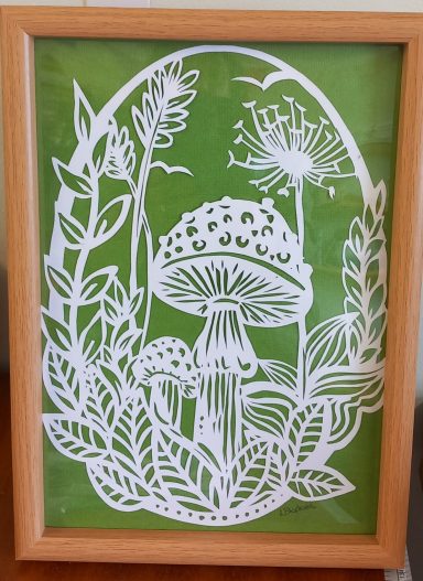 Framed Paper Cut - Mushrooms